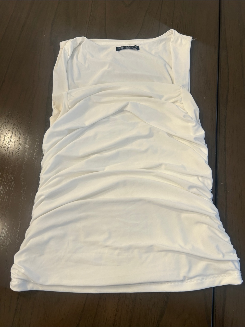 Women's White Ruched Scoop Neck Tank Top